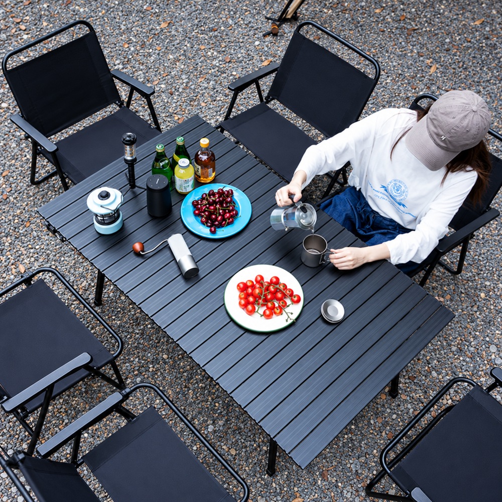 VISTAROVE Adjustable Aluminum Camping Table Set with 6 Chairs - Image 5
