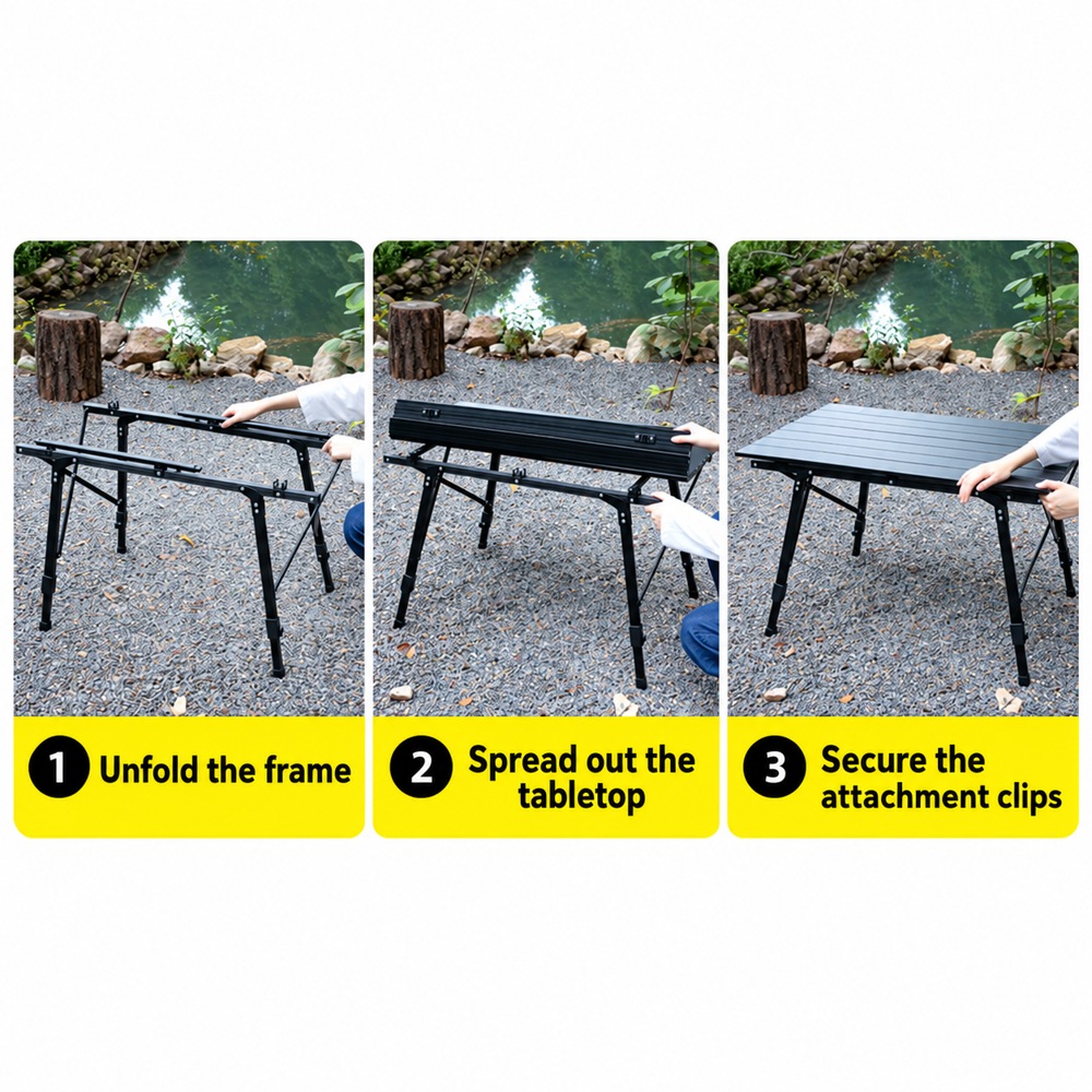 VISTAROVE Adjustable Aluminum Camping Table Set with 6 Chairs - Image 4