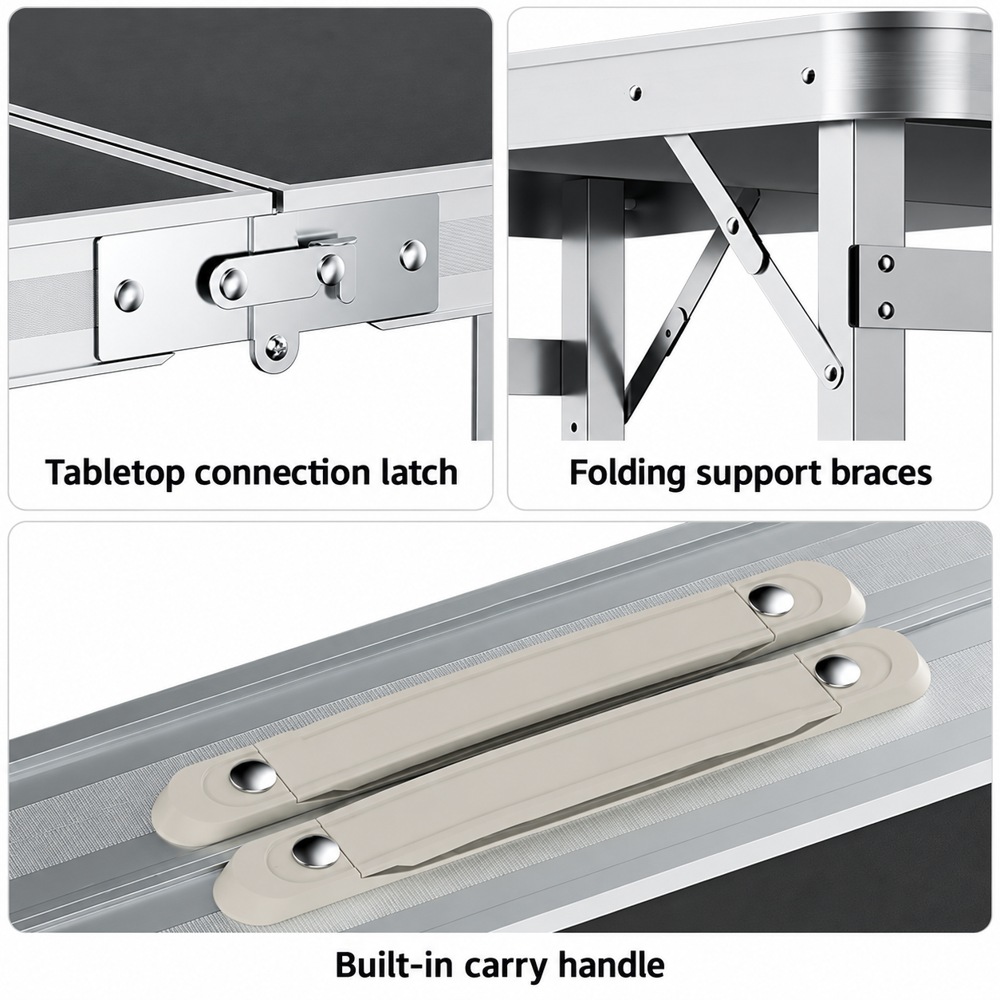VISTAROVE Folding Camping Table with 4 Metal Stools - Image 2