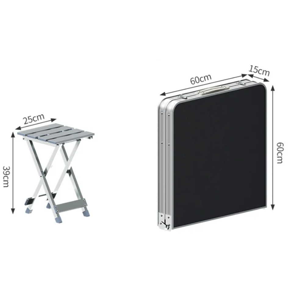 VISTAROVE Folding Camping Table with 4 Metal Stools - Image 6