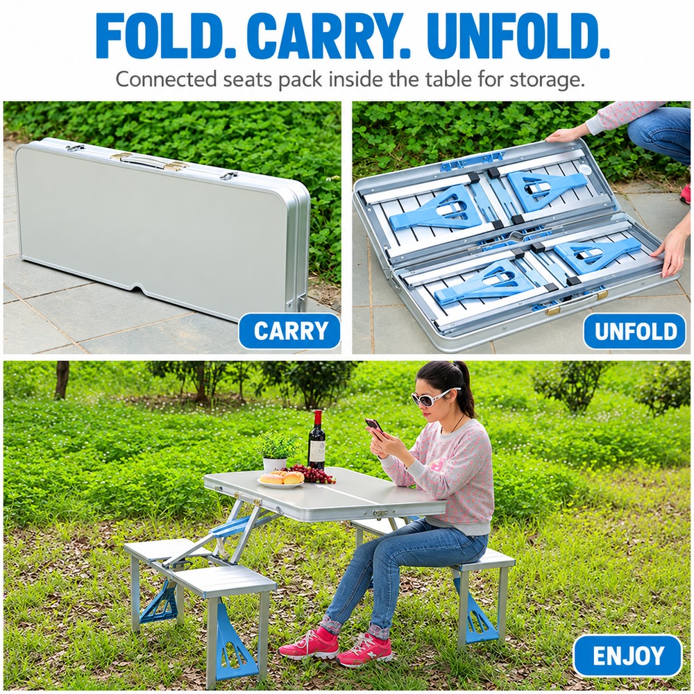 VISTAROVE Folding Picnic Table with 4 Seats - Image 5