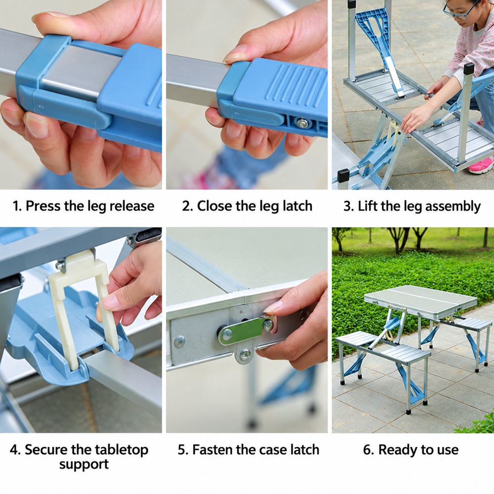 VISTAROVE Folding Picnic Table with 4 Seats - Image 6